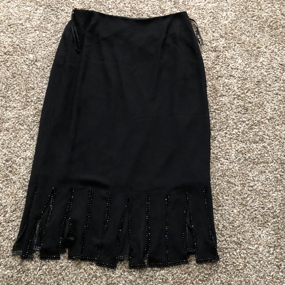 MSK Black Pencil Skirt with Beaded Hem